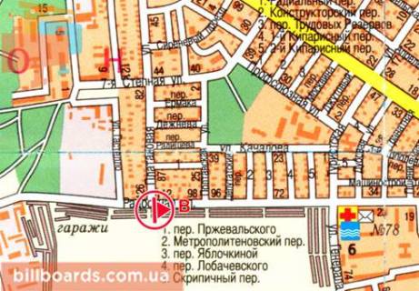 Билборд  в Одессе Радостная ул. / Платановая ул., 112 схема
