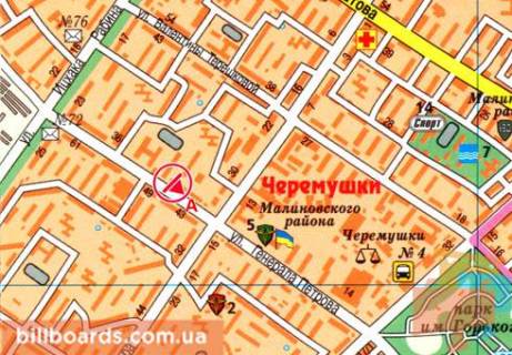 Билборд  в Одессе Петрова ул., 30, возле супермаркета "Сильпо" схема