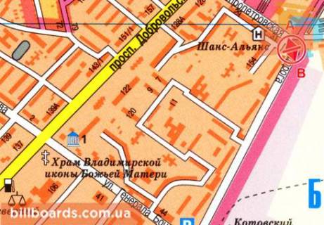 Билборд  в Одессе Палия ул. (бывш. Днепропетровская дорога) / Паустовского ул., 31, возле АЗС "Amic", из центра схема