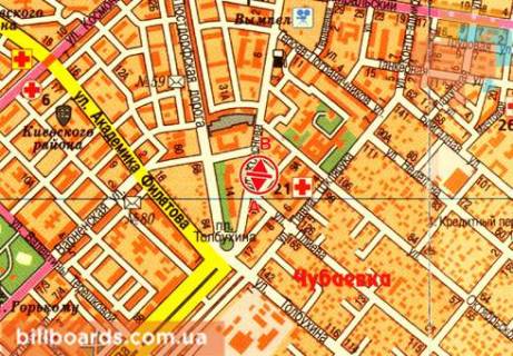 Билборд  в Одессе Краснова ул., 11Б, возле ресторана "McDonald's", из центра схема