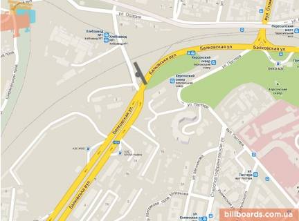 Билборд A в Одессе Балківська вул. - Пересипський міст, в центр схема