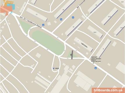 Билборд A в Одессе Інглезі вул. (колиш. 25-Чапаєвської дивізії вул.), біля супермаркету "Обжора", правий схема