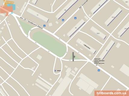 Билборд A в Одессе Інглезі вул. (колиш. 25-Чапаєвської дивізії вул.), біля супермаркету "Обжора" схема