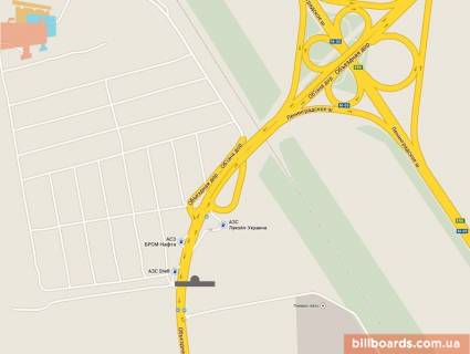 Билборд A в Одессе Об'їзна дорога, біля АЗС "Shell", в сторону Київського шосе схема