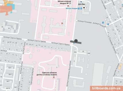 Білборд, Бігборд (Борд)  A у Одесі Віталія Нестеренка вул. (Академіка Воробйова). / Ядова вул., В сторону Краснослобідської вул. схема