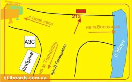 Билборд A в Подволочиске Д.Галицкого ул., пгт. Подволочиск схема