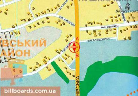 Білборд, Бігборд (Борд)  A у Полтаві, 3x6  вул. Івана Мазепи (Калініна). - 23 Вересня вул. схема