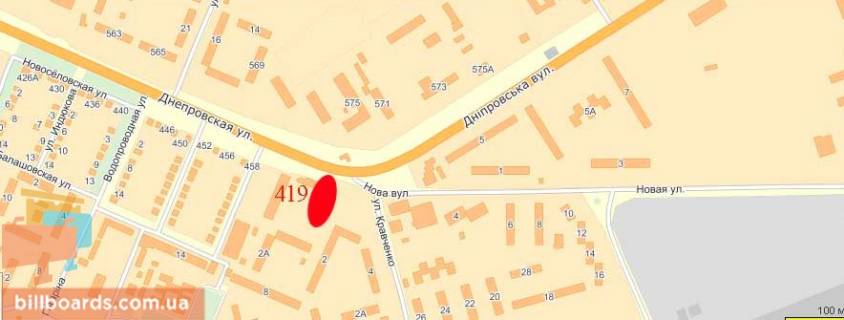 Билборд  в Павлограде Днепровская ул., 458 схема