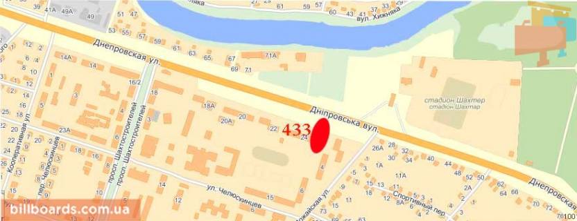 Билборд  в Павлограде Днепровская ул., 24 / Можайская ул. схема