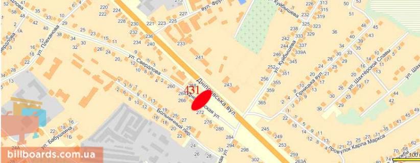 Билборд  в Павлограде Днепровская ул., 243, напротив схема