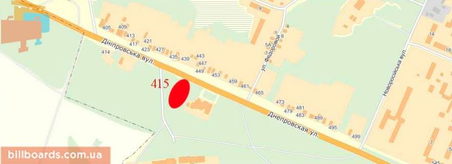 Билборд  в Павлограде Днепровская ул., 414, гостиница "Заман" схема
