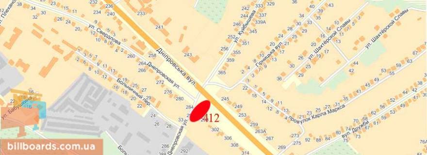 Білборд, Бігборд (Борд)   у Павлограді Днепровская ул., 298 схема