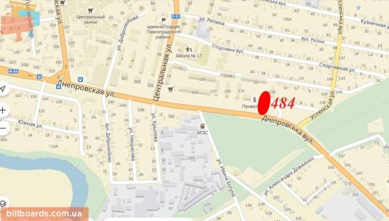Билборд  в Павлограде Днепровская ул., 129 схема