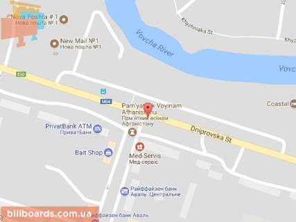 Билборд A в Павлограде, 6х3  вул. Дніпровська - вул. Шахтобудівників схема