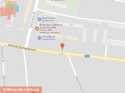Билборд B в Павлограде, 6х3  вул. Дніпровська, в районі б.123, біля світлофора схема