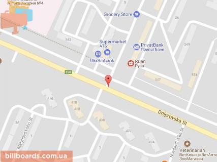 Билборд B в Павлограде, 6х3  вул. Дніпровська - вул.Ленінградська, біля світлофора схема