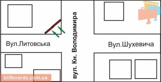 Призма A в Ровно Володимира вул. - Шухевича вул. - Литовська вул., ліва - 76379 схема