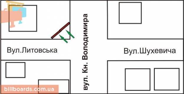 Призма A в Ровно Володимира вул. - Шухевича вул. - Литовська вул., ліва - 76381 схема