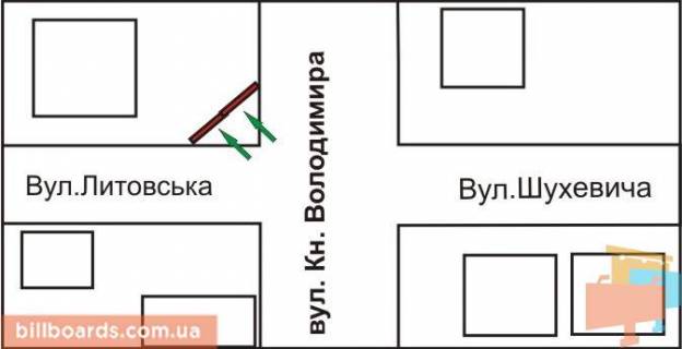 Призма A в Ровно Володимира вул. - Шухевича вул. - Литовська вул., ліва - 76383 схема