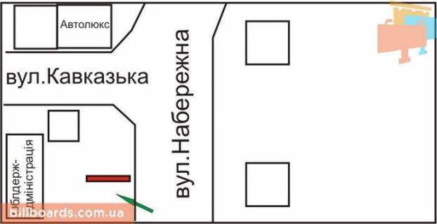 Билборд B в Ровно Литовська вул. - Кавказька вул., в центр схема