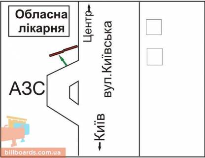 Билборд B в Ровно Київська вул., біля АЗС "ОККО", лівий схема