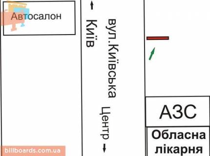 Билборд A в Ровно Київська вул., з центру схема