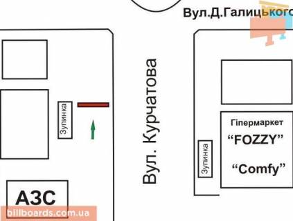 Билборд B в Ровно вул. Володимира Стельмаха (Курчатова)., 9, навпроти схема