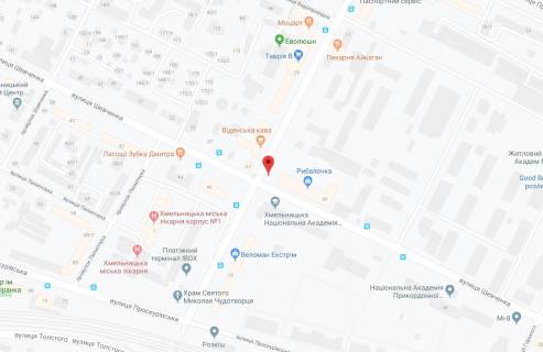 Билборд A в Хмельницком, 3х6  вул. Старок.шосе - вул. Шевченко схема