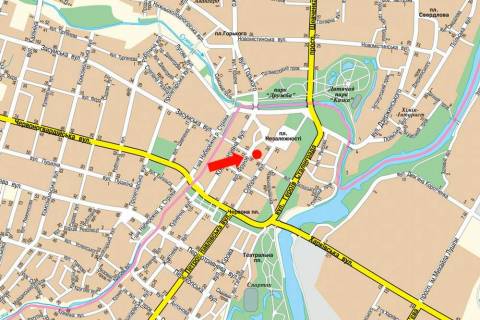 Citylight B in Sumi, 1.8x1.2  9-go Travna av., 4 / Voskresens'ka st. (kol. Frunze st.), bila magazinu "Mobilocka" scheme