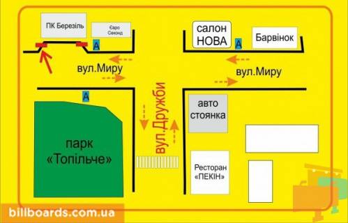 Ситилайт A в Тернополе Мира ул., 6, ДК "Березиль" схема