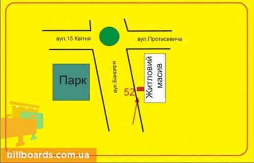 Ситилайт A в Тернополе 15-го Апреля ул. / Бандеры ул. / Збаражское кольцо, возле Приватбанка схема