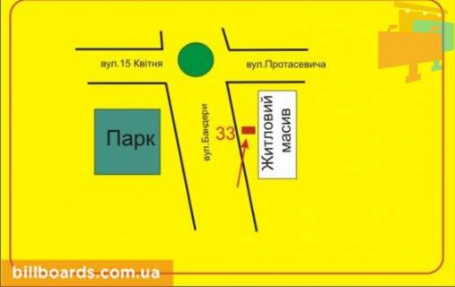 Ситилайт A в Тернополе Бандеры пр., возле Приватбанка, в сторону Протасевича ул. схема
