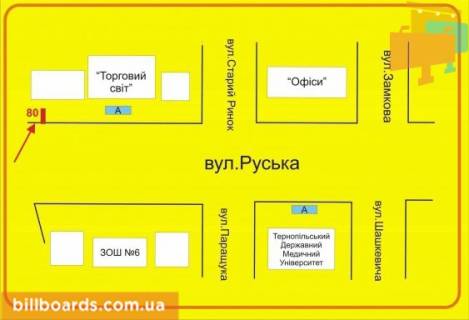 Citylight B in Ternopil Russkaa st., 1, vozle magazina "Veneto" scheme