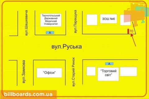 Ситилайт A в Тернополе Русcкая ул., 2 / Старий Поділ вул. (Танцорова) схема