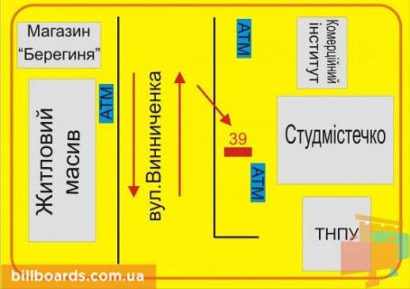 Ситилайт B в Тернополе Винниченко ул., 4, напротив супермаркета "АТБ" схема