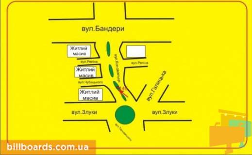 Ситилайт B в Тернополе Коновальца ул., 12, разделитель, возле магазина "Велика лампа" схема