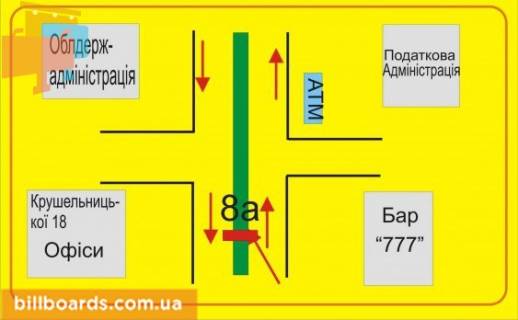 Ситилайт A в Тернополе Крушельницкой ул., 33, разделитель схема