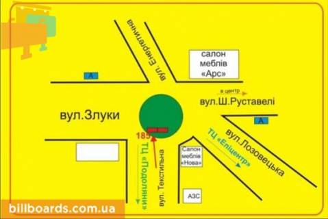 Билборд A в Тернополе Текстильная ул. / Злуки пр., кольцо, левая схема