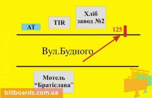 Билборд B в Тернополе Будного ул., возле хлебозавода, АЗС "Укрнафта" схема