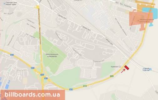 Билборд A в Тернополе Об'їзна дорога, біля готелю "Камелот" схема
