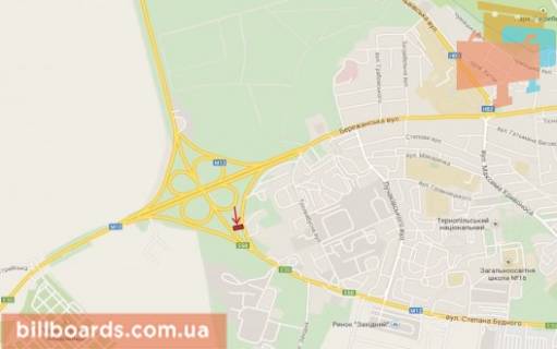 Билборд B в Тернополе Будного ул., возле АЗС "Shell", в сторону рынка "Западный" схема