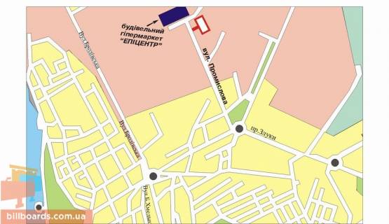 Билборд A в Тернополе Трасса Тернополь-Львов, возле АЗС "WOG", выезд из города схема