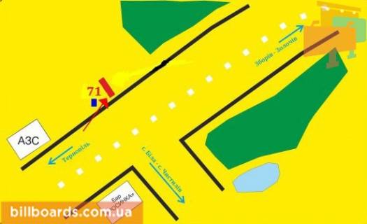 Білборд, Бігборд (Борд)  B у Тернополі Трасса Тернополь-Львов, выезд из города схема