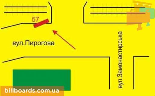 Білборд, Бігборд (Борд)  A у Тернополі Пирогова ул. / Татарская ул., съезд с Горбатого моста схема