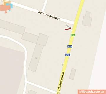 Білборд, Бігборд (Борд)  B у Тернополі Протасевича вул. - Українки вул. схема