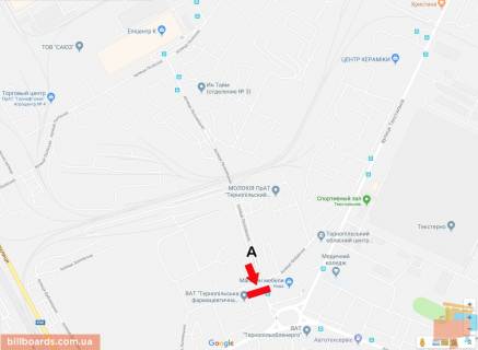 Билборд A в Тернополе Збаразька вул. - Лозовецкая вул. - Фабрична вул., нижній схема