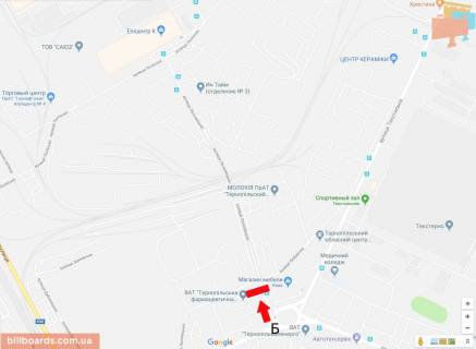 Билборд B в Тернополе Збаразька вул. - Лозовецкая вул. - Фабрична вул., нижній схема