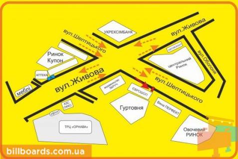 Citylight A in Ternopil Septickogo st., Central'nyj rynok, vozle magazina "Evrosop" scheme