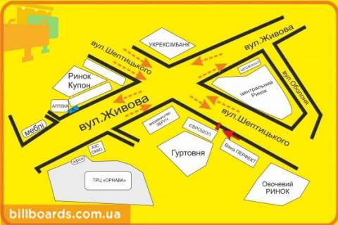 Сiтiлайт B у Тернополі Шептицкого ул., Центральный рынок, возле магазина "Еврошоп" схема