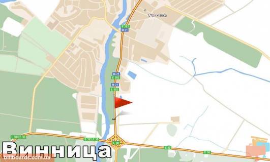 Билборд B в Виннице Київське шосе, АЗС "WOG", в центр схема